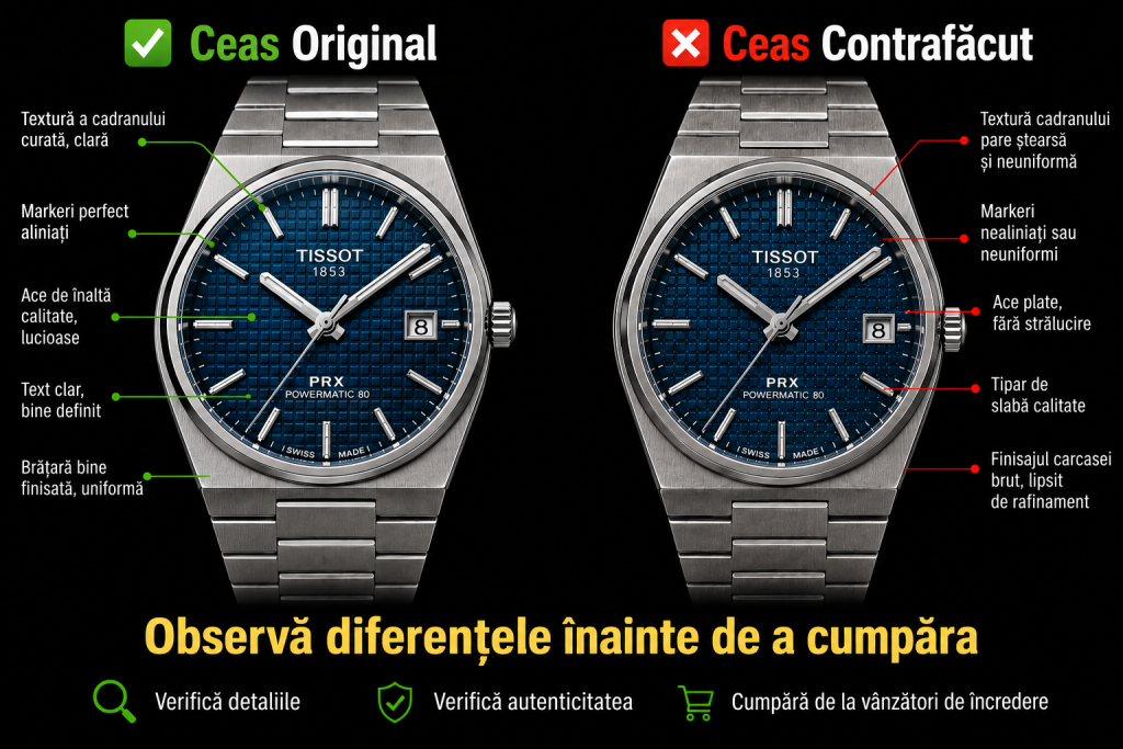 Cum verifici autenticitatea unui ceas Tissot original vs contrafacut
